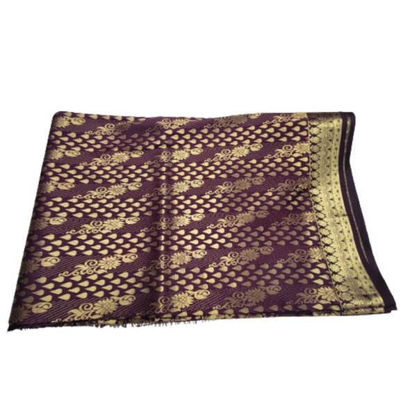 Purple and Gold Saree - Unstitched- NEW ! - Picture 8 of 10